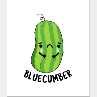 Blue-cumber Funny Sad Veggie Cucumber Pun Posters and Art